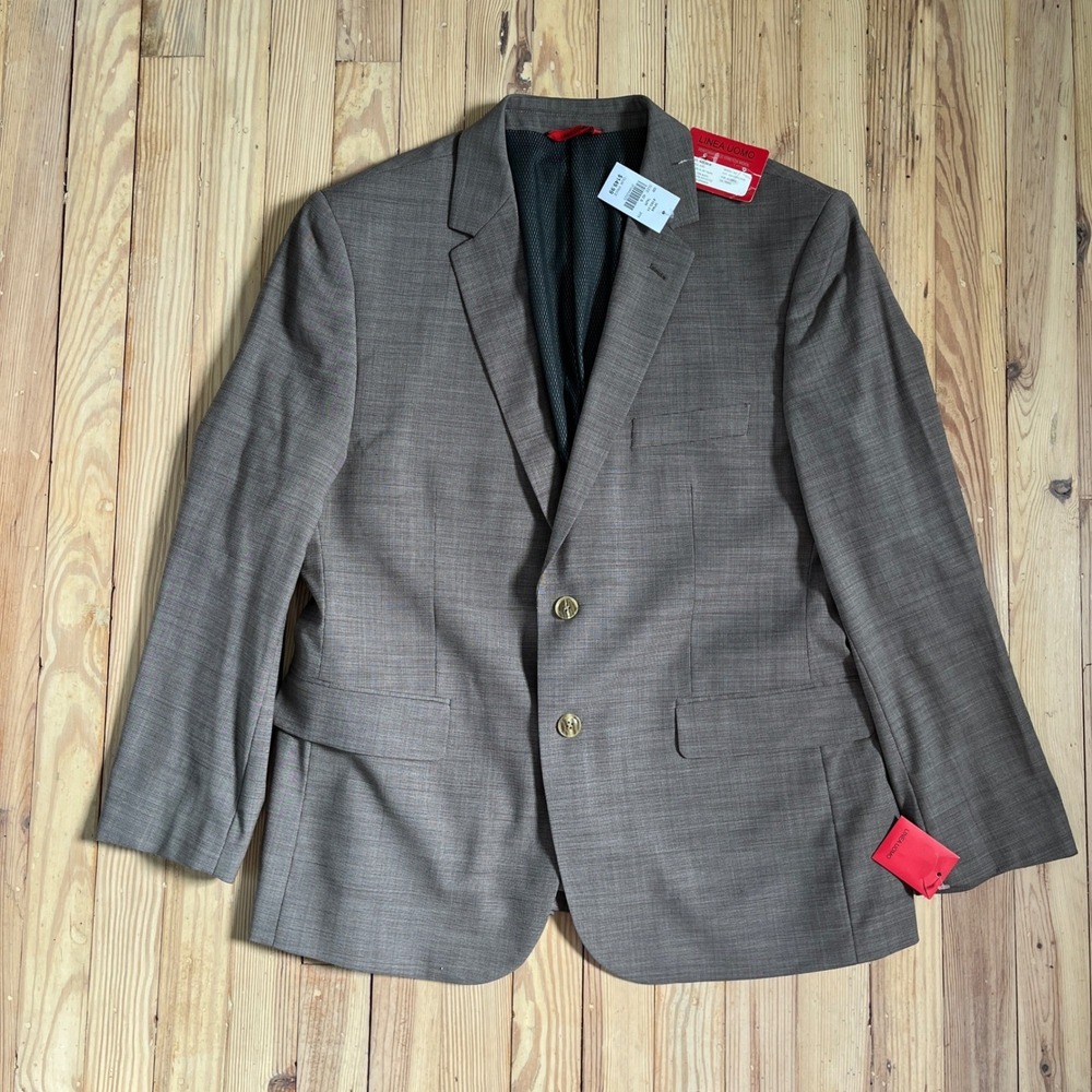 Linea‎ Uomo Performance Stretch Wool Blazer Jacket 42S Taupe Mens Suit